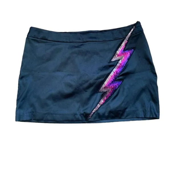 MISS SIXTY Y2K Lighting Bolt Mini Skirt LARGE - Image 5