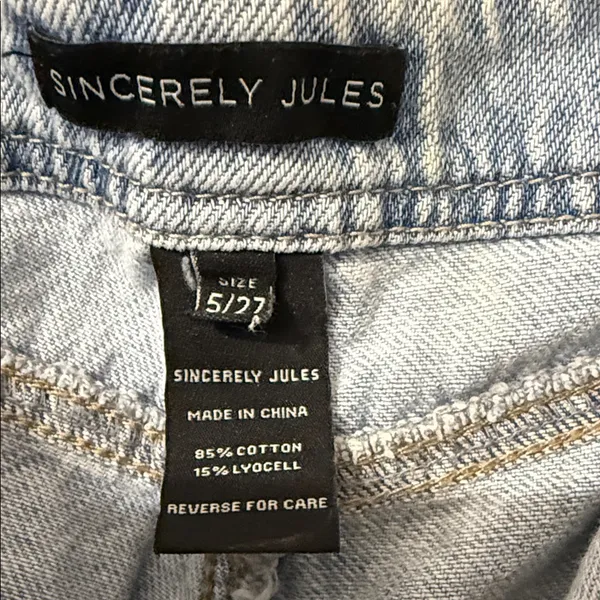 Sincerely Jules Jeans Juniors 5/27 Blue High Rise Wide Leg Distressed SJ28577AZW - Image 8
