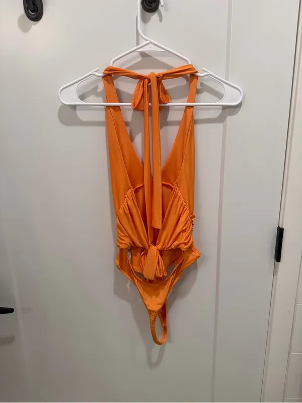 Urban Outfitters Orange Halter-Back Bodysuit - Image 2