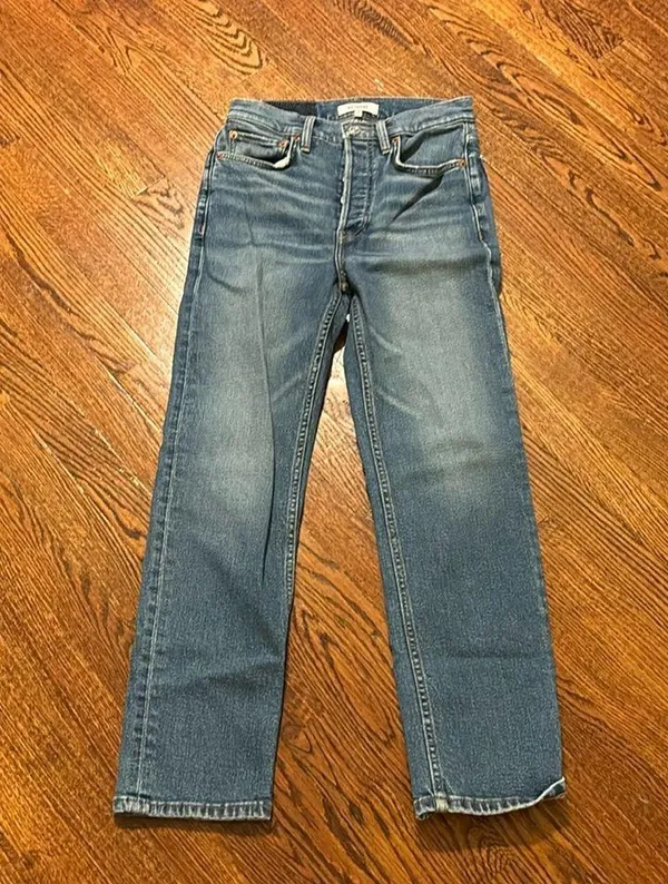 Redone Stovepipe High Waisted Jeans in Clean Dusk - Image 2