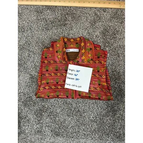 Zara Women's‎ S Knit Jacquard Polo Sweater Button Down Cardigan - Image 4