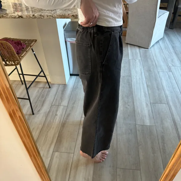 Madewell Black Wide Leg Pull On Pants Elastic Waist Size M - Image 3
