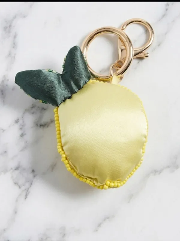 J. Crew | Yellow & Green Beaded Lemon Bag Charm - Image 2