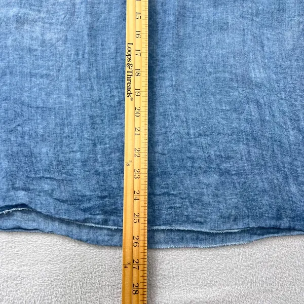 Pronto Moda Italy Blue Mineral Wash Linen Blend Tank Top XL Scoop Neck Womens - Image 7