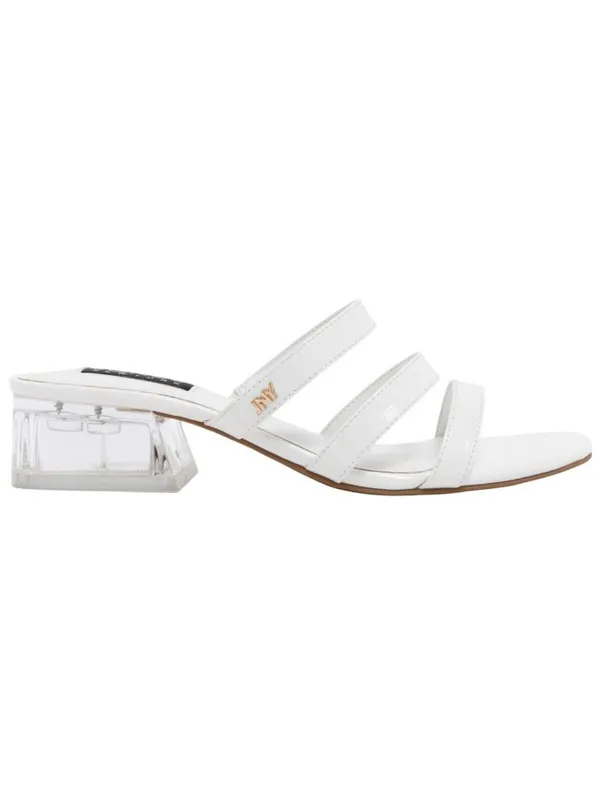 Jones New York Strappy Block Heel Slide Sandal Open Toe JNY-UNIKA White 8M - Image 12
