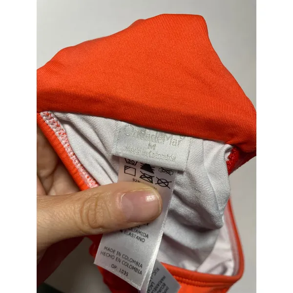 OndadeMar Bandeau Bikini Top Womens Medium Orange Ruffle Strapless Swim Beach - Image 5