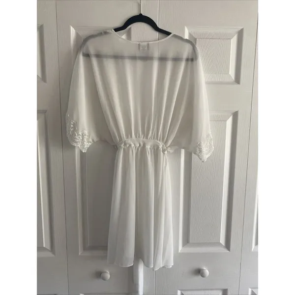 Seductive Wear By Cinema‎ Etoile White Chiffon Lace Robe XL Bridal - Image 7