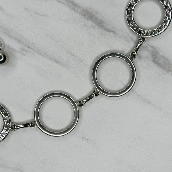 Rhinestone Open Hoop Circle Silver Tone Chain Link Belt One Size (OS) ✨ - Image 6