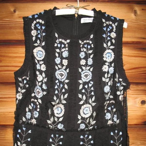 Mac Duggal 9135 Womens Black Sleeveless High Neck Embroidered Mini Dress - Image 8