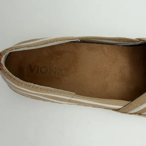 Vionic 356 Valeri Tan White Striped Canvas Espadrille Flats Size 9 Coastal Beach - Image 6