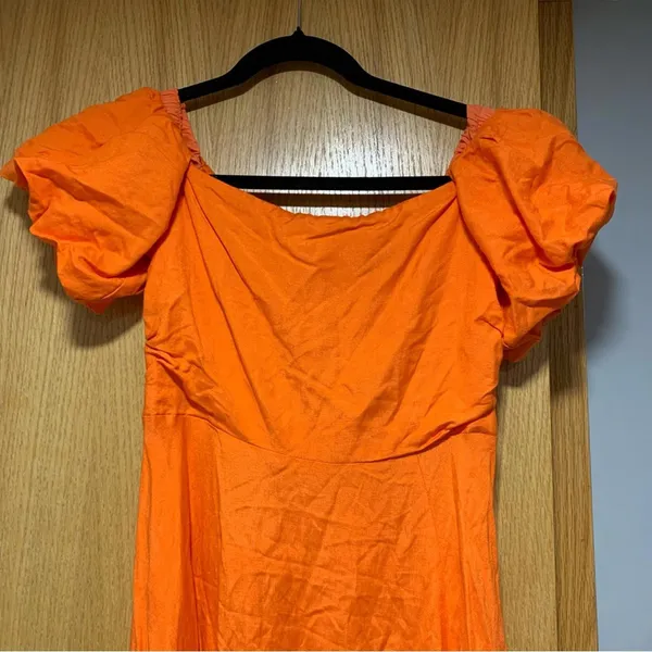 ASTR The Label Orange Off The Shoulder Midi A-Line Dress - Size Medium - Image 3