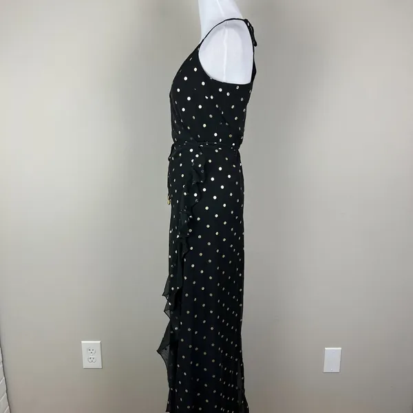 Lovers + Friends Revolve Bridget Maxi Dress Small Black Gold Polka Dot Ruffle S‎ - Image 6