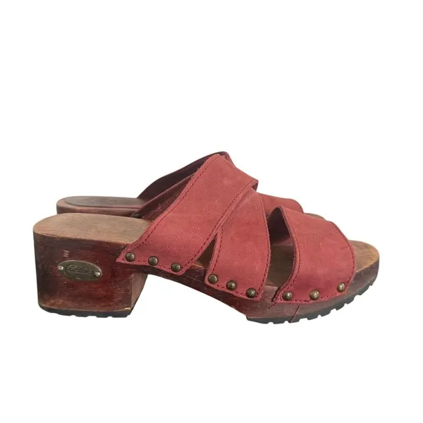 Candies Y2K Red Leather Platform Clogs Womens Size 6 Slide Sandals Lug Soles - Image 2