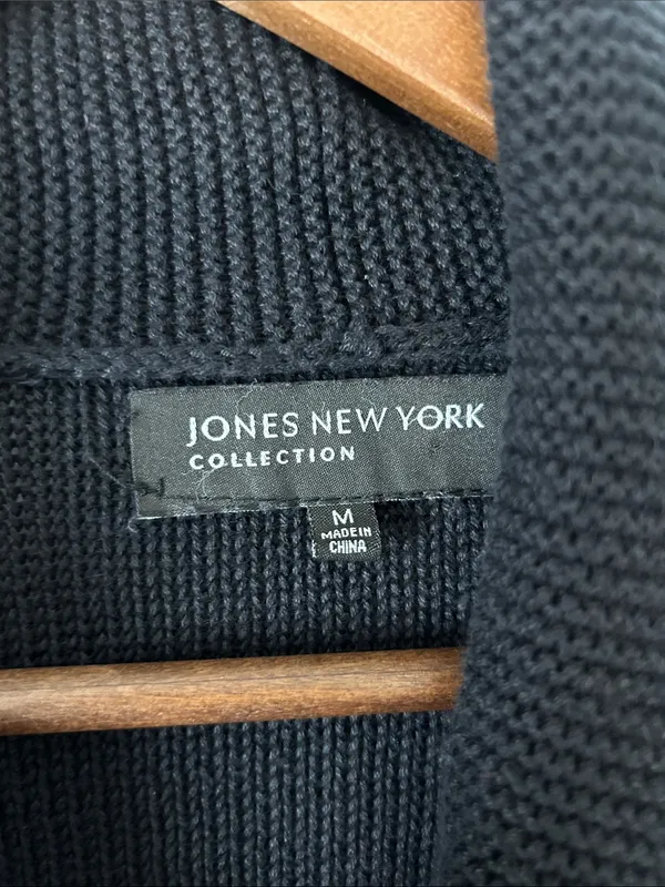 Jones New York Black Shawl-Collar Single Button Cardigan - Image 2