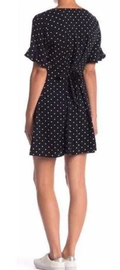 Nordstrom Abound Navy Polka Dot Mini Dress Rayon Ruffle Short Sleeve - Image 2