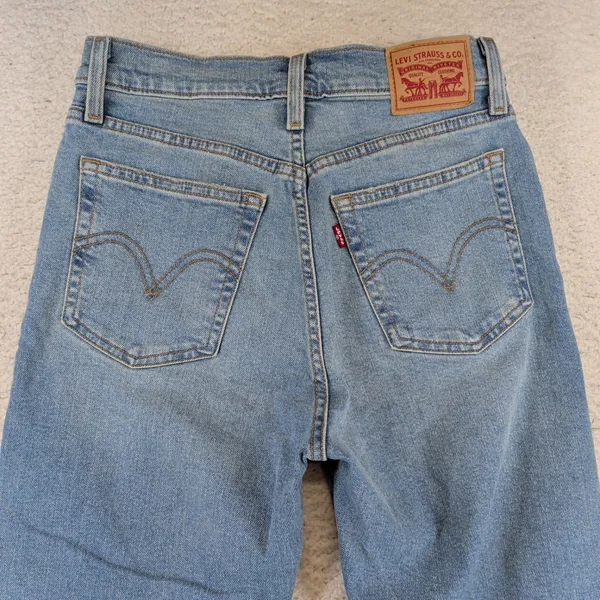 Levis Wedgie Straight High Rise Button Fly Blue Denim Jeans 28x28 34964-0263 - Image 9