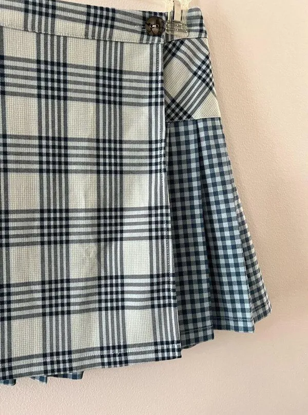 Urban Outfitters Skirt Women's Medium Blue Plaid Twee Pleated Mini Academia - Image 2