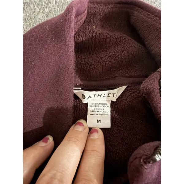 Athleta Cozy Karma Purple Fleece 1/4 Zip Mock Neck Raglan Sweatshirt M - Image 8