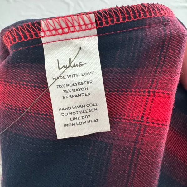 Lulus Red Navy Blue Plaid Cutout Back Mini Shirt‎ Dress NWT Medium - Image 6