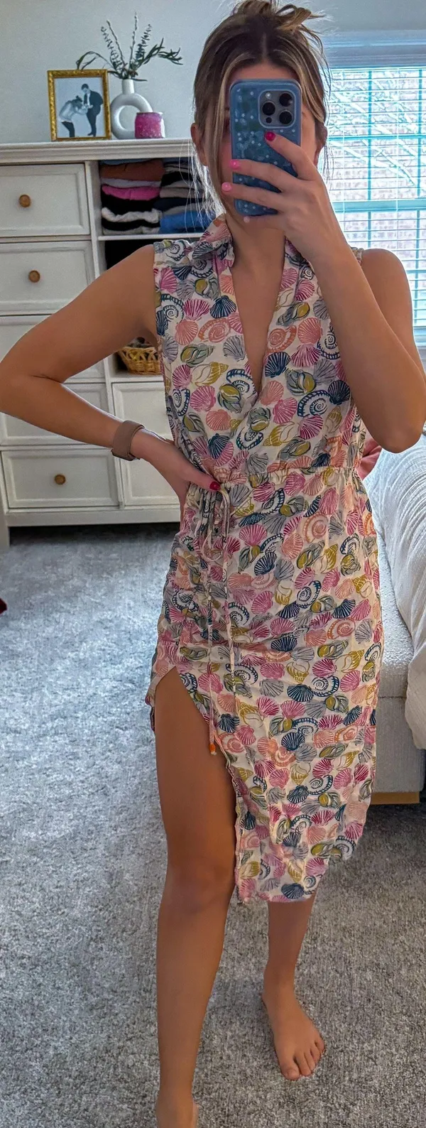 Anthropologie Shell Print Linen Dress - Image 3