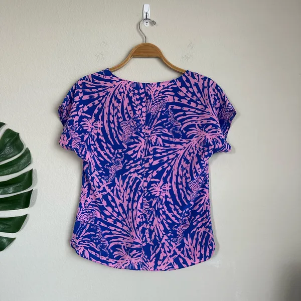 Lilly Pulitzer Silk Zebra and Palm Print Top - Image 6