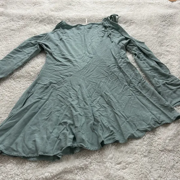 Free People Women’s Light Blue Cold Shoulder Tunic Dress S Boho Indie Summer - Image 3