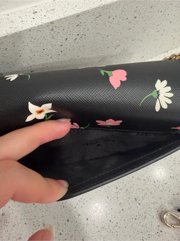 Kate Spade KF441 Madison Floral Waltz Flap Convertible Crossbody Black EUC - Image 7