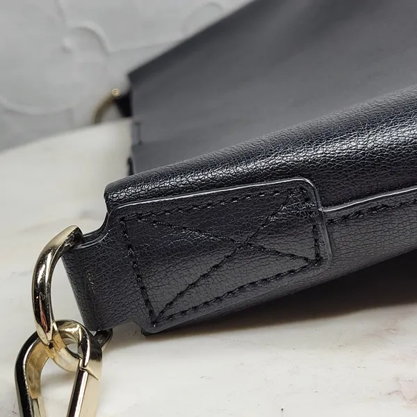 Leatherology Leather Crossbody Shoulder Purse Bag Black Gold Hardware Strap - Image 16