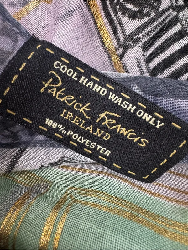 Patrick Francus Graphic Architectural Print Scarf in Black, Gray, Gold, Mint - Image 6
