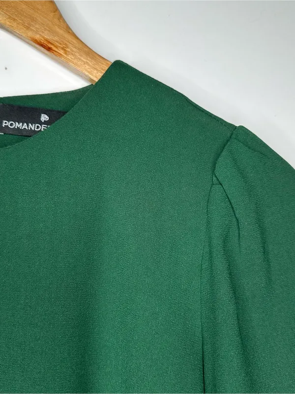 Pomander Place Tuckernuck NEW!! Carlota Peplum Blouse Hunter Green XS - Image 4