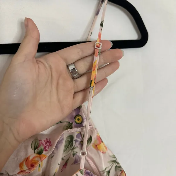 Victoria's Secret 90s Floral Silk Chemise Slip Mini Dress Size Small - Image 5