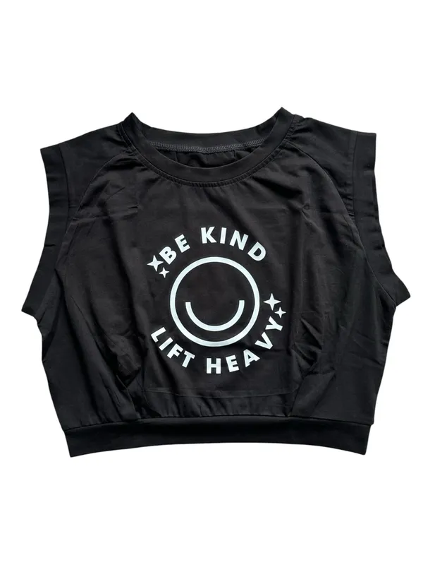 🆕Be Kind Lift Heavy Black Crop Top - Image 3