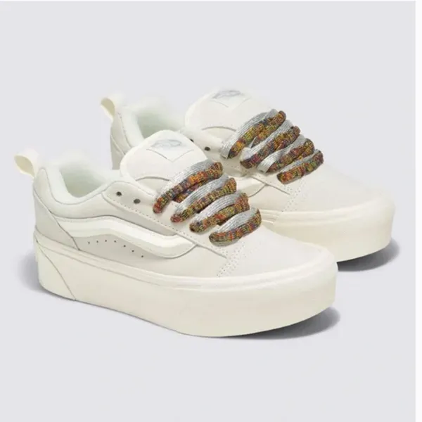 NEW Vans Knu Stack Women's Platform Shoes Vintage Suede Marshmallow - Image 4