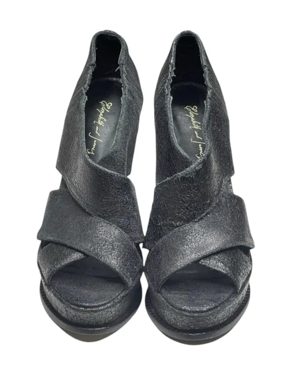 Elizabeth and James 𒀭 Milla Platform Stiletto Heel Sandal 𒀭 Black Sheen 𒀭7.5M - Image 10