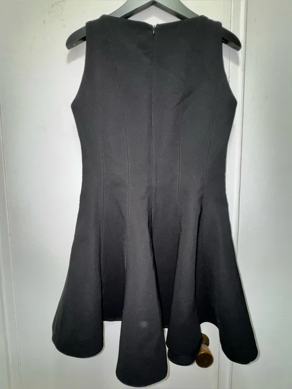 Zara Godet Hem Classic Black Fit-and-Flare Dress Medium - Image 8