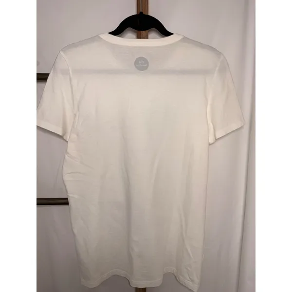 Life is Good Womens Crusher Tee White American Flag Heart Graphic T-Shirt Size M - Image 5