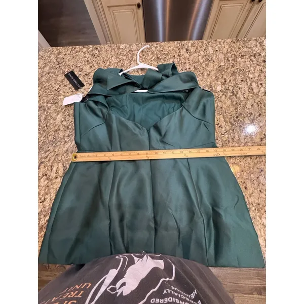 Alfred Sung D824 Hunter Green Jewel Neck Open Back Bow Gown Size 16 R $248 - Image 11