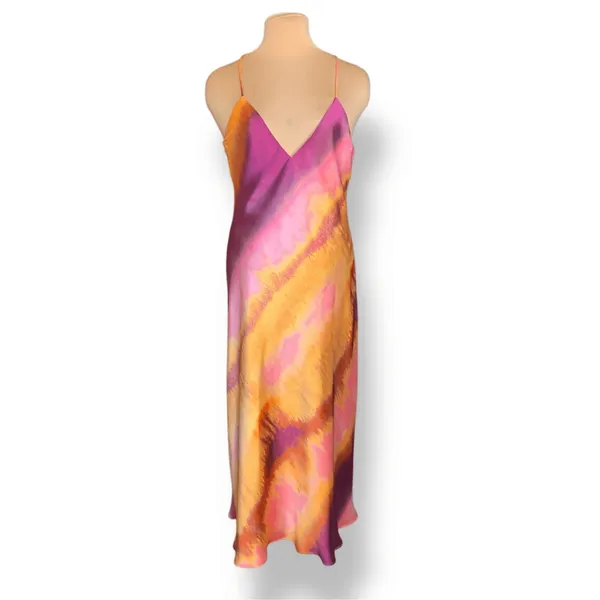 Zara XL Open Back Abstract Watercolor Maxi‎ Dress Boho Euro Summer Resort New - Image 12