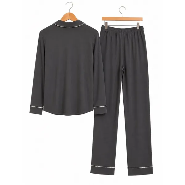 PJ Salvage Grey Pajama Set Pants & Long Sleeve Top Supersoft Cozy Sleepwear XS - Image 4