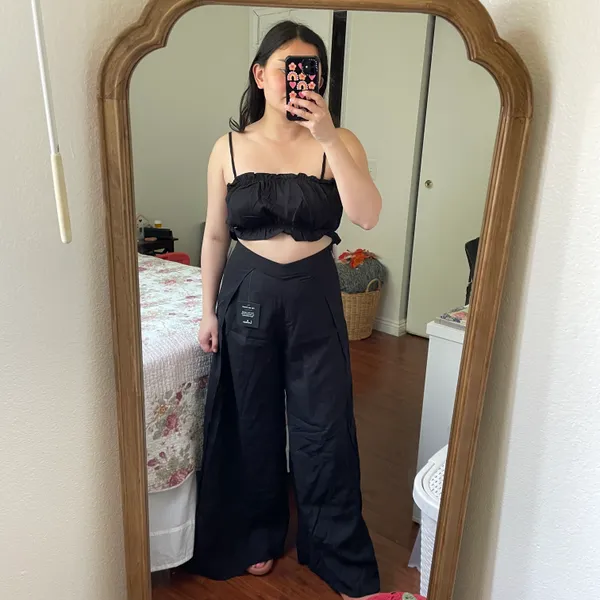 NWT Lulu’s Postcards From Me Black Ruffled Two-Piece Jumpsuit Set - Image 6