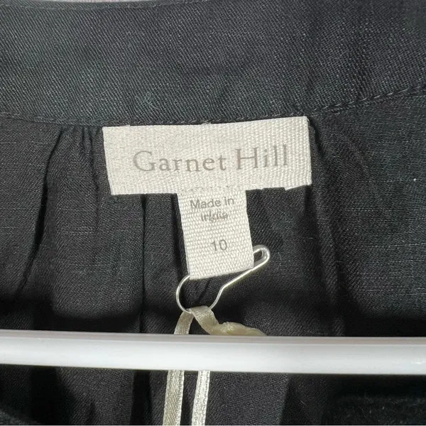 Garnet Hill NWT Black Embroidered Long Sleeve Tie Waist‎ Dress - Image 4