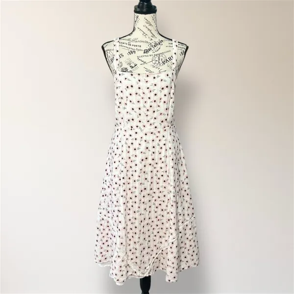 Hutch White Floral Mini Dress Crossback Straps Milkmaid Spring‎ Wedding Guest - Image 4