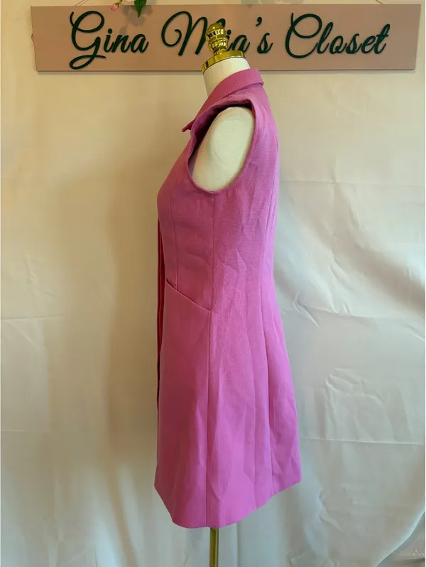 MOTF Studio Solid Pocket Sleeveless Short Dress in Pink, Size Small - Image 5