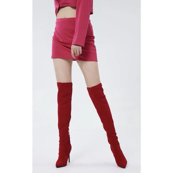 Elisabet Tang Thigh High Boots Over the Knee Boots Red Women’s 7 - Image 2