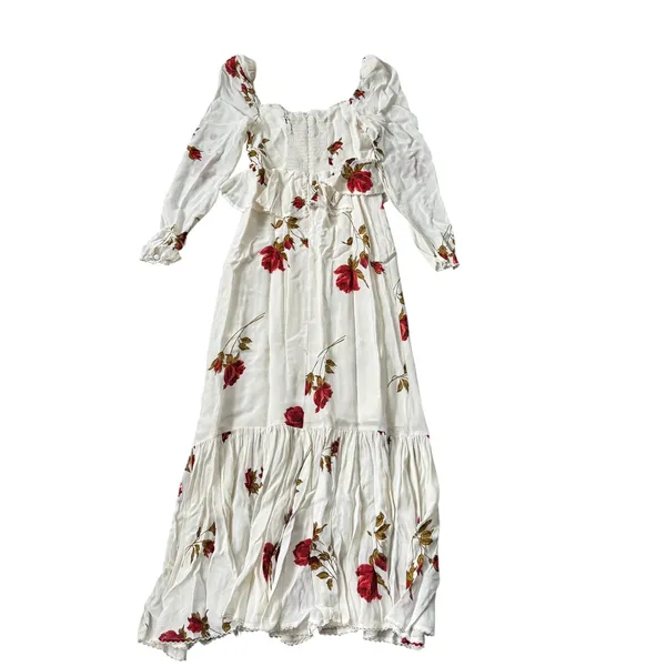 Reformation Zandra Dress American Beauty Floral Ivory Red Roses - Image 2