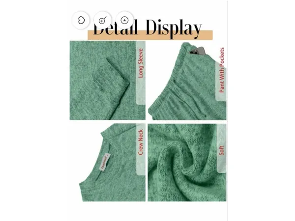 NEW Super soft Pajamas Sets Long Sleeve Top & Pants Pockets Lounge M - Image 6