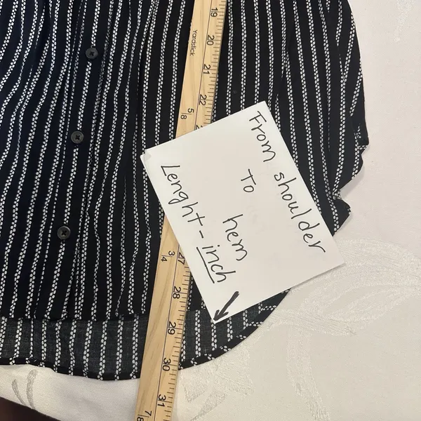 Anthropologie Maeve Size-8‎ Tunic Top Calia Black Geometric Stripe Buttondown - Image 6