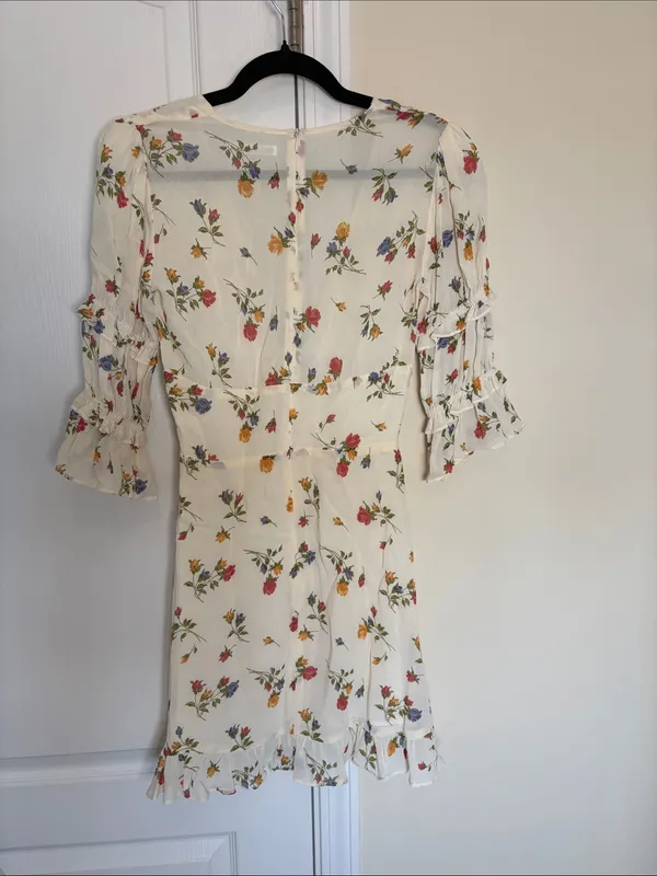 Reformation Alison Dress - Size 2 floral print ivory - Image 10
