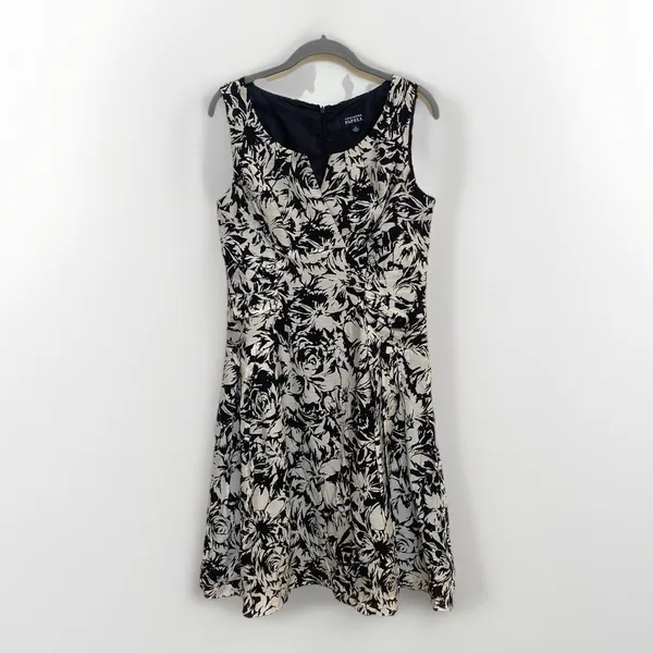 Adrianna‎ Papell Black Ivory Floral Fit & Flare Dress Size 10 - Image 7