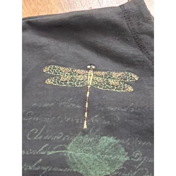 Artisans‎ Vintage Women Cardigan Dragonfly Fern Botanical Print Size XL - Image 2